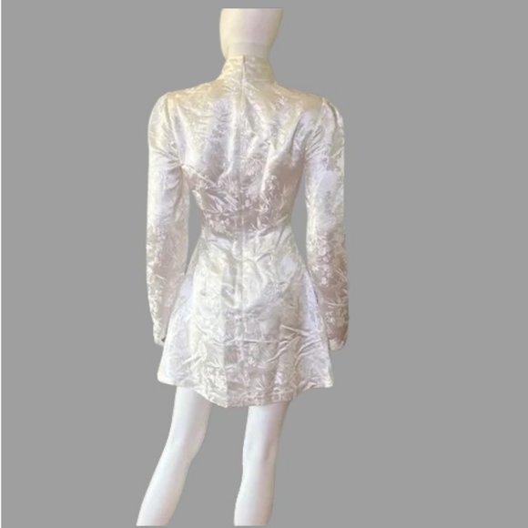 SAU LEE Joyce Dress Champagne Floral Mandarin Asian Qipao Chinese Cheongsam US 4 - Picture 10 of 13